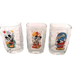 Vtg 2000 McDonald's Walt Disney World Celebration Glasses Set of 3 Mickey Mouse